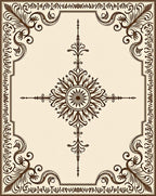 Brown Floral Emblem Cream Rug