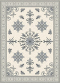 Classic Ivory Gray Floral Medallion Border Rug