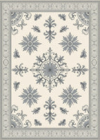 Classic Ivory Gray Floral Medallion Border Rug