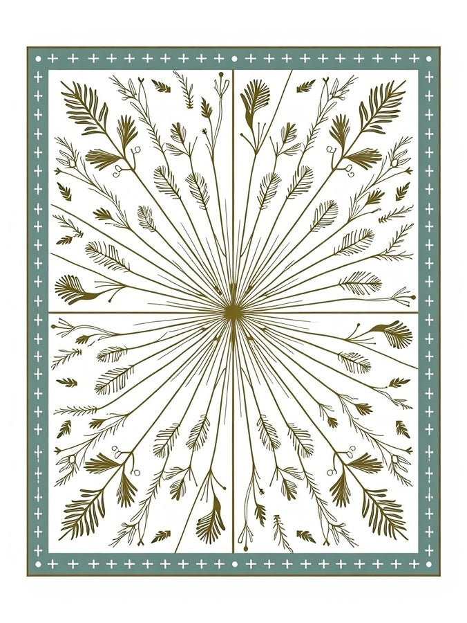 Golden Olive Botanical Burst Rug