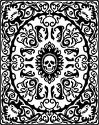 Monochromatic Skull Ornate Scrollwork Rug