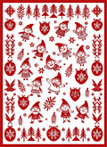 Red Gnome Snowflake Christmas Trees Rug