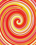 Vibrant Red Yellow Swirl Vortex Rug