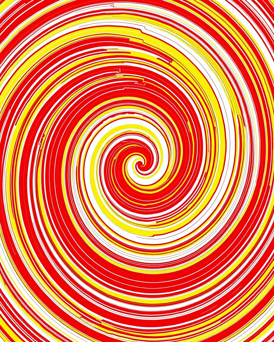 Vibrant Red Yellow Swirl Vortex Rug