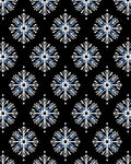 Black White Blue Starburst Floral Arrangement Rug