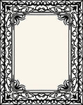 Ornate Black Scrollwork Border Rug