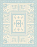Pale Blue Geometric Medallion Border Rug