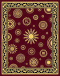 Crimson Gold Sun Medallion Bordered Rug