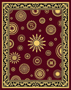 Crimson Gold Sun Medallion Bordered Rug