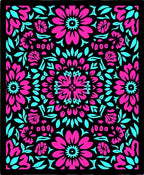 Hot Pink Cyan Bloom Geometry Rug