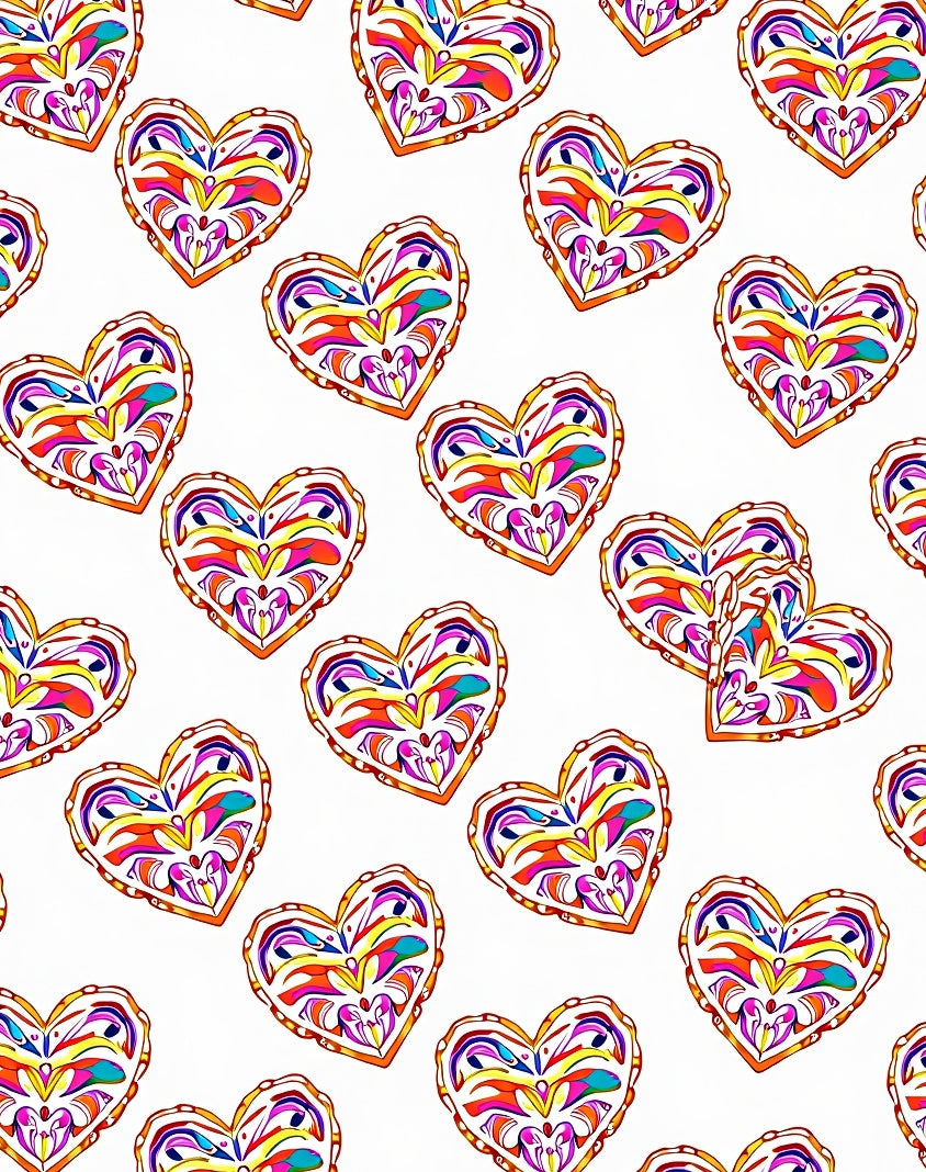 Vibrant Hearts Collection Repeating Artwork Rug