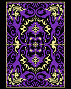 Purple Yellow Black Ornate Filigree Medallion Rug