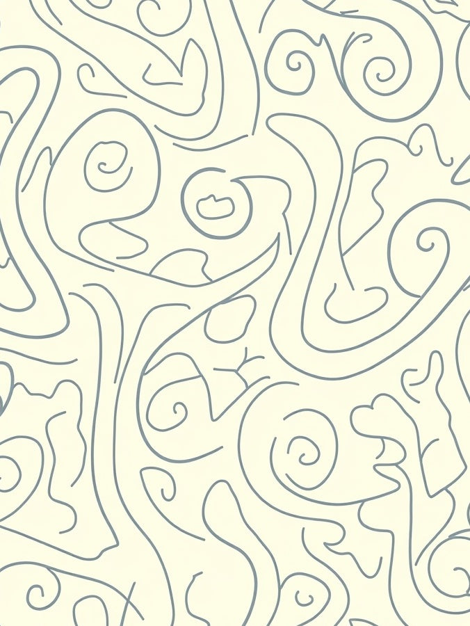 Cream Gray Abstract Swirl Lines Rug
