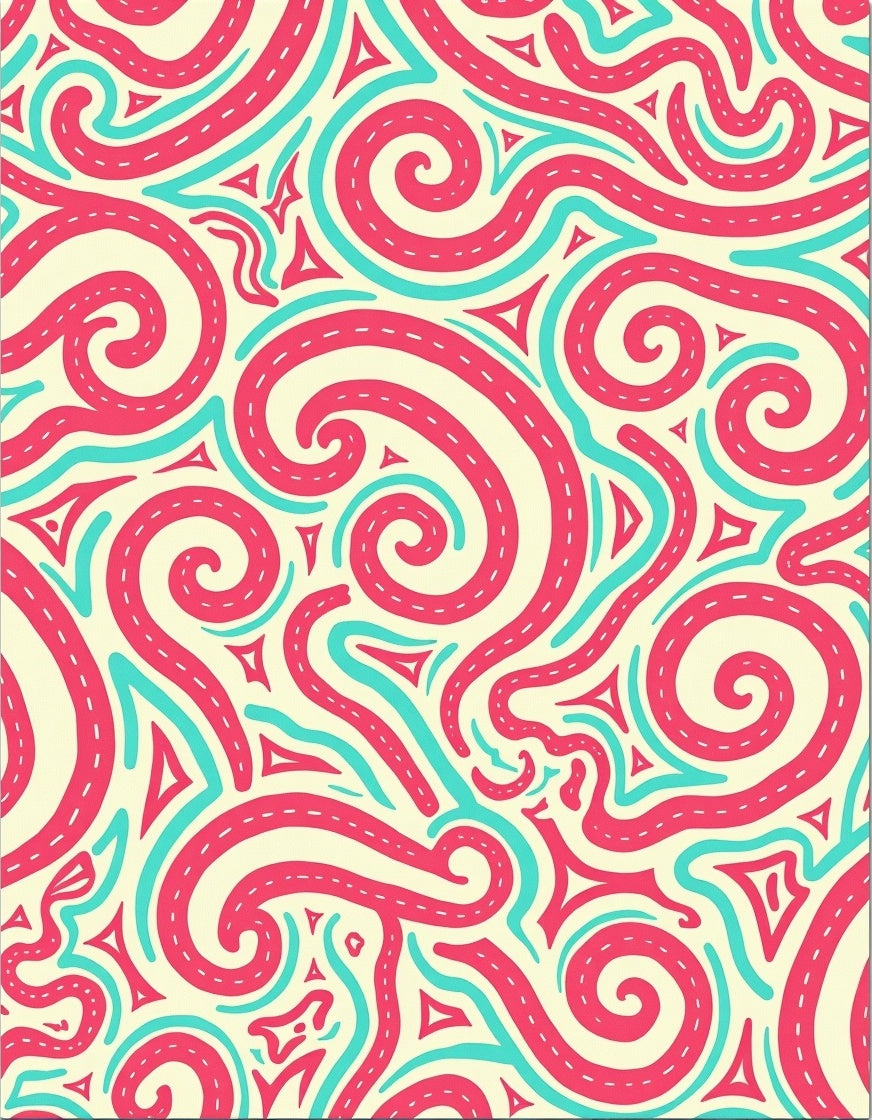 Whimsical Pink Teal Swirls Rug