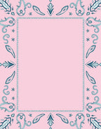 Soft Pink Teal Whimsical Border Rug