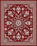 Deep Red Ornate Bloom Border Rug