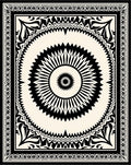 Bold Black Sunburst Mandala Rug