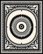 Bold Black Sunburst Mandala Rug