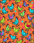 Farmhouse Funky Chicken Dot Collage Rug
