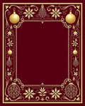 Gold Ornament Border Maroon Rug