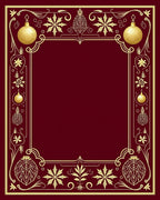 Gold Ornament Border Maroon Rug