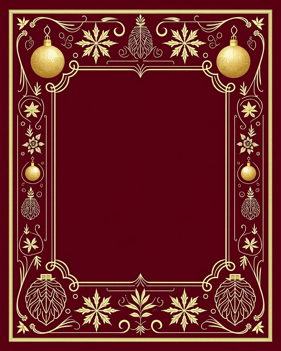 Gold Ornament Border Maroon Rug