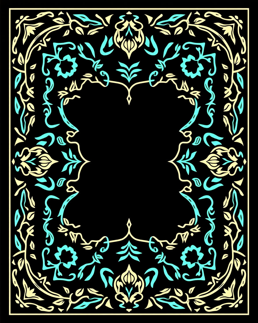 Abstract Mint Cream Floral Border Rug