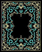 Abstract Mint Cream Floral Border Rug