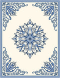 Blue Floral Medallion Border Rug