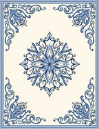 Blue Floral Medallion Border Rug