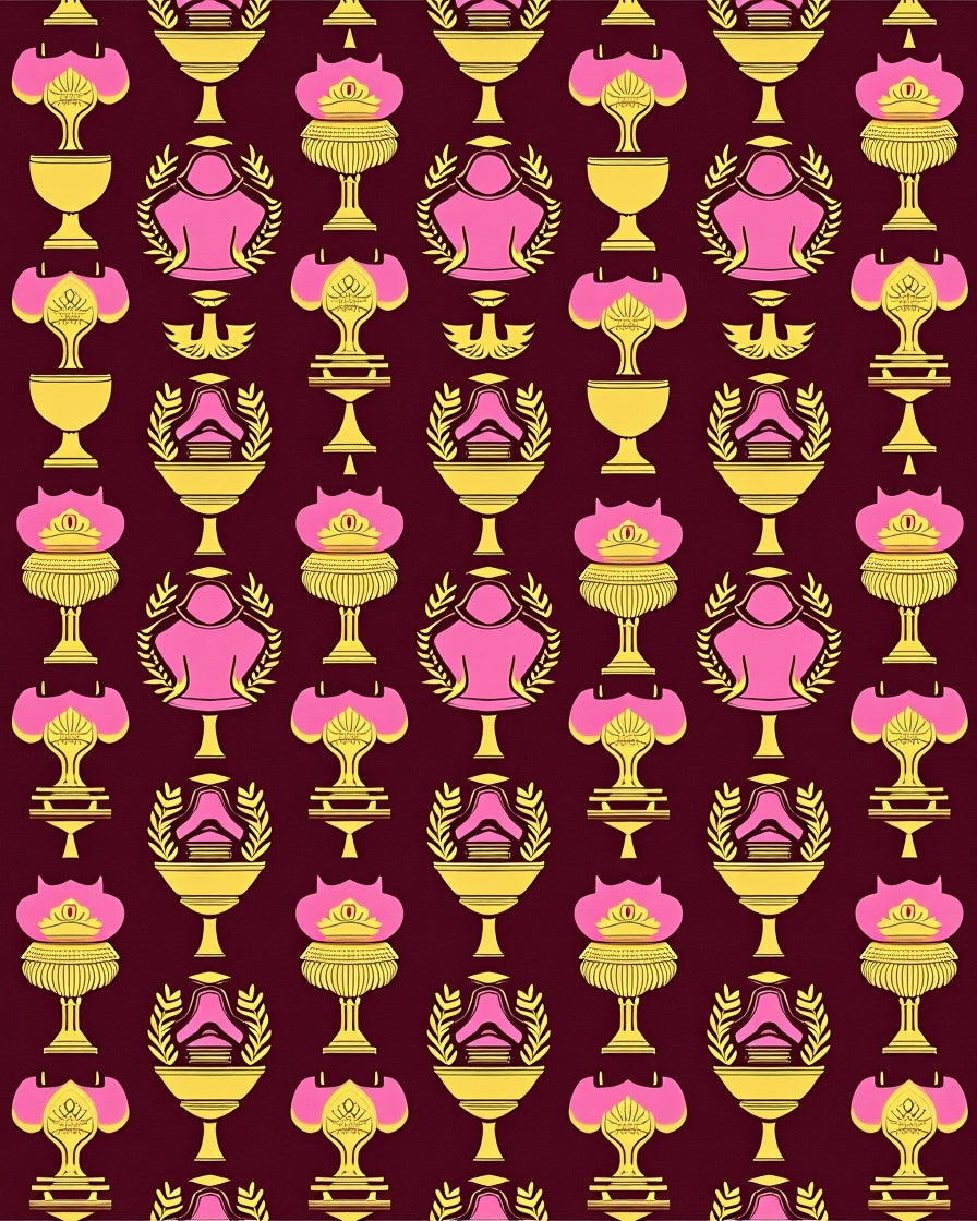 Pink Gold Trophies Geometric Repeats Rug