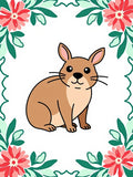 Cute Brown Rabbit Floral Wreath Rug