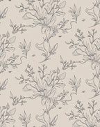 Whimsical Floral Sketch Cream Background Rug
