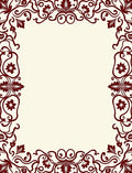 Rich Burgundy Floral Scroll Border Rug