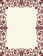 Rich Burgundy Floral Scroll Border Rug