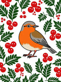 Whimsical Robin And Holly Berries Rug