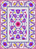 Vibrant floral medallion with purple accents Rug