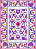 Vibrant floral medallion with purple accents Rug