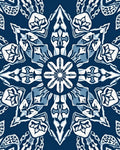 Navy White Abstract Medallion Star Rug
