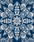 Navy White Abstract Medallion Star Rug