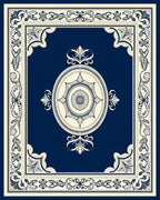 Classic Navy Floral Medallion Border Rug