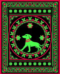 Neon Green Dog Floral Medallion Art Rug