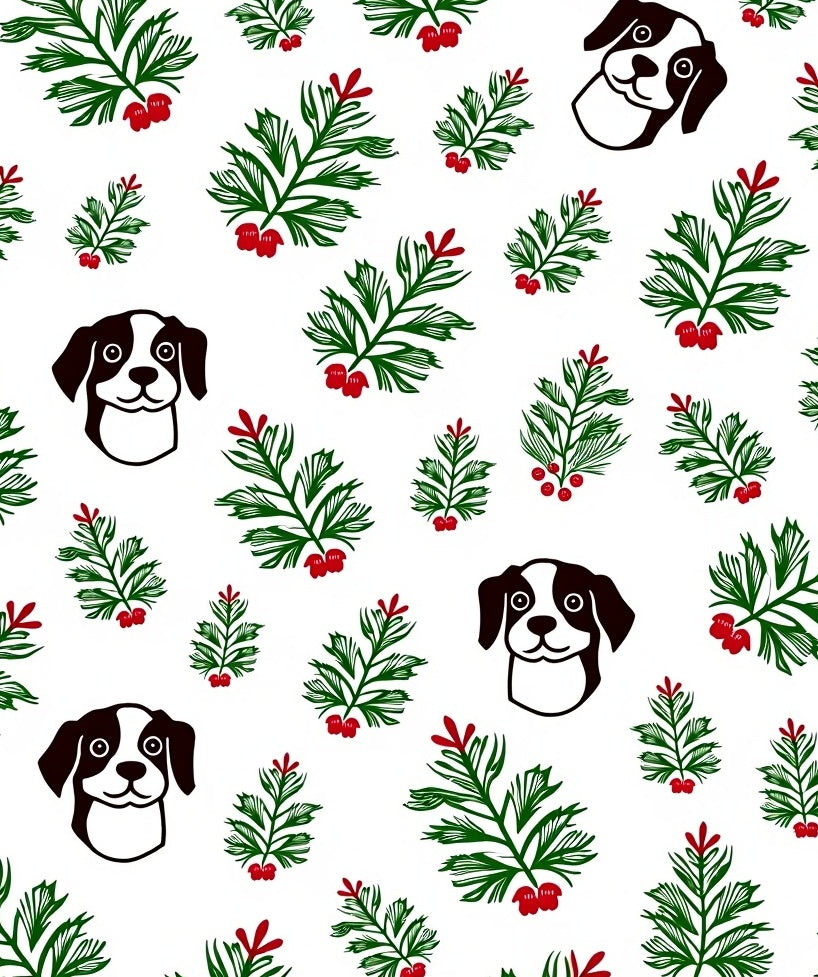 Whimsical Dog Green Berry sprig Rug