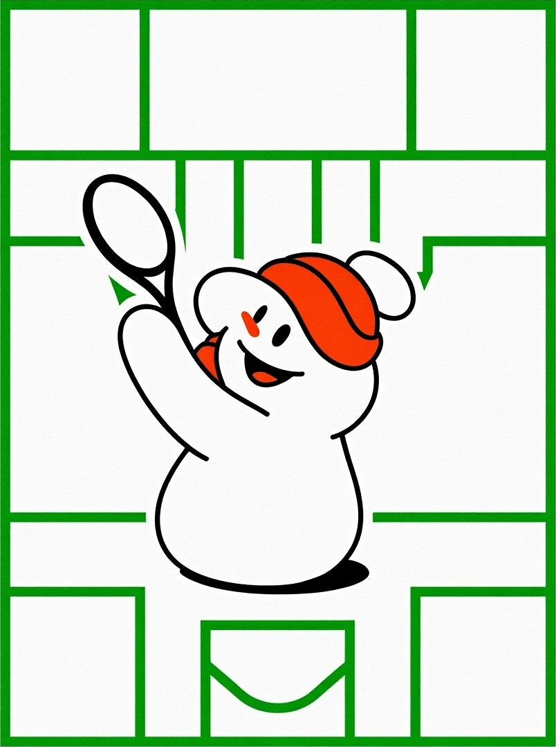 Playful White Ghost Tennis Action Rug