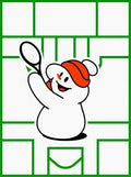 Playful White Ghost Tennis Action Rug