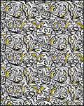 Black and Yellow Abstract Swirl Rug