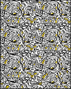 Black and Yellow Abstract Swirl Rug