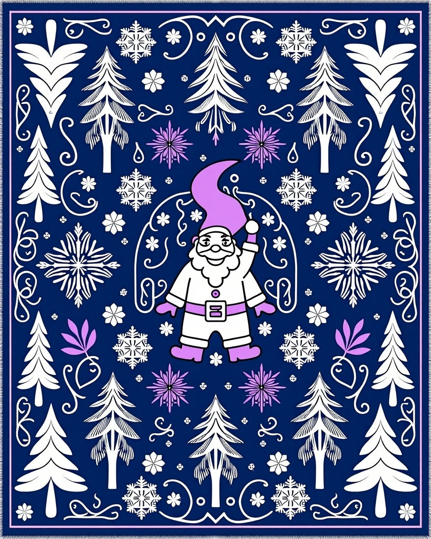 Festive Santa Claus Winter Forest Rug