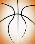 Orange and White Basketball Lines Rug