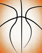 Orange and White Basketball Lines Rug